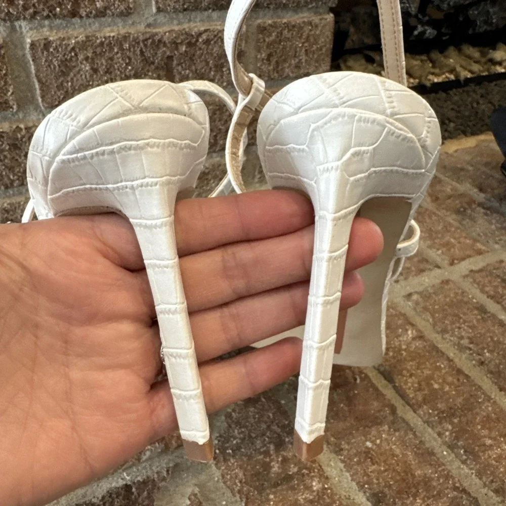 Sam Edelman Doran Strappy Sandal‎ Ivory Cream White Croc Women Size 11 #149